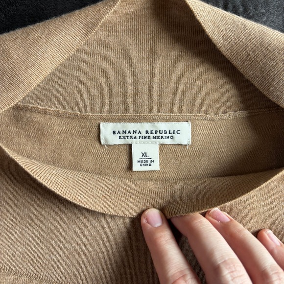 Banana Republic Extra Fine Merino Wool Boat Neck Sweater Top Women's XL Brown - Picture 5 of 8